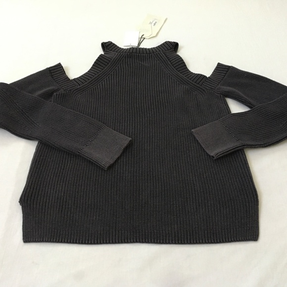 NWT RAG & BONE Dana Cold Shoulder Knit Sweater Charcoal Black Medium - Picture 5 of 15